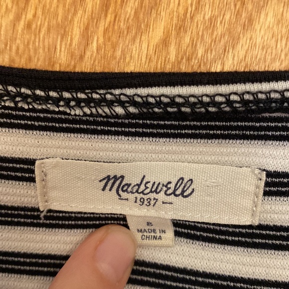 Madewell Bistro Black & White Striped Dress 8 - Picture 4 of 7